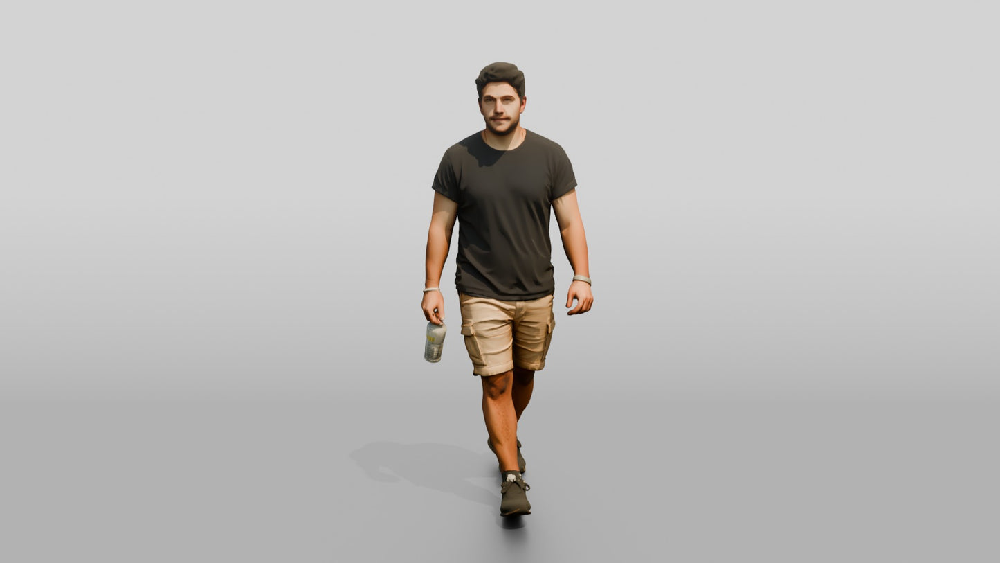 Stocky Spanish Young Man Carrying a Water Bottle