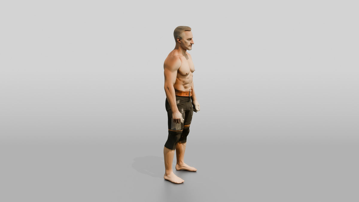 Distinguished Man in Fitness Pose - 3D character model, view 2