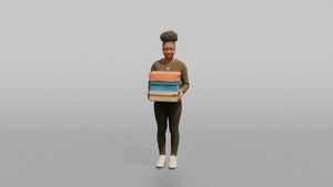 Woman Customer Holding A Stack Of Three Shoeboxes - 3D character model