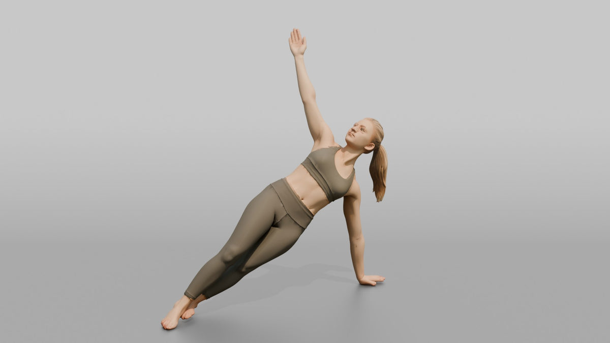 Bodyweight Athlete Woman Holding A Side Plank - 3D character model