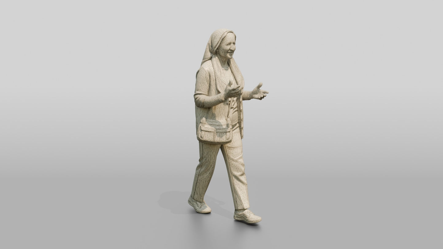 Elderly Woman Walking and Talking