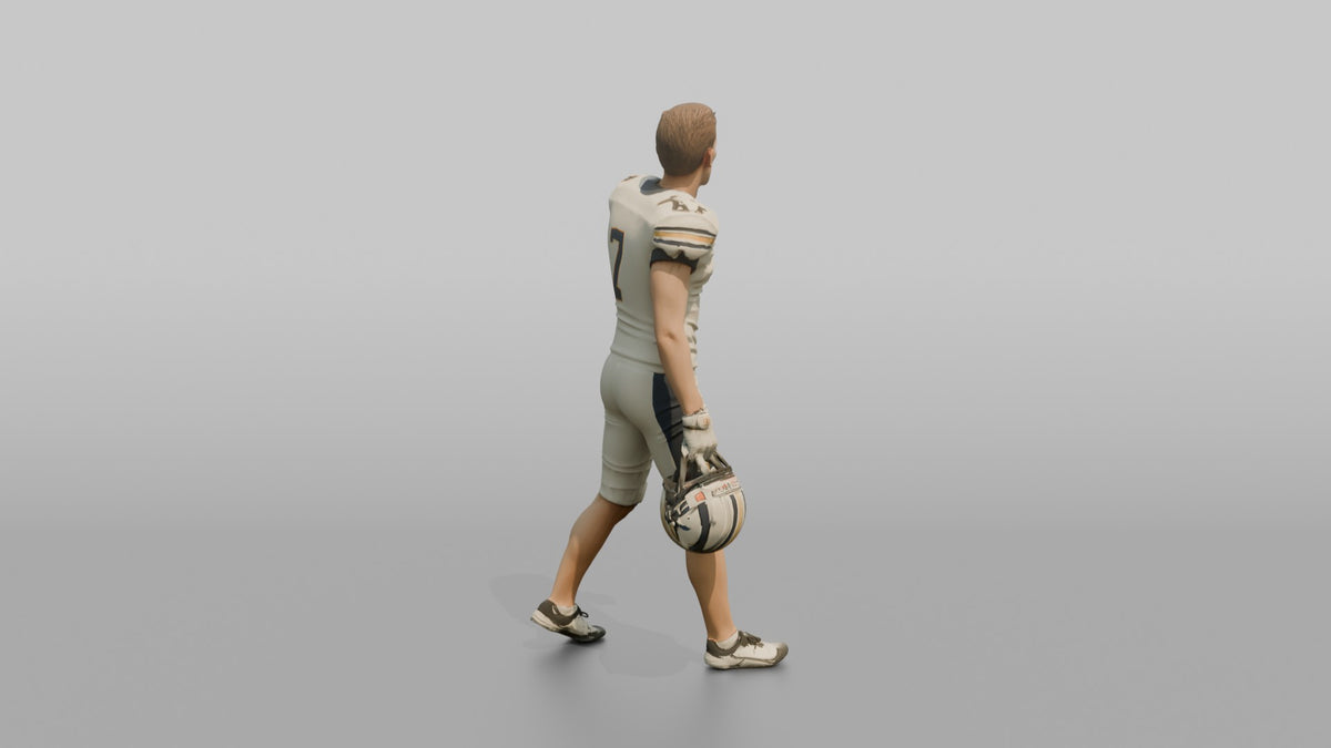 Placekicker Lining Up His Approach - 3D character model, view 3
