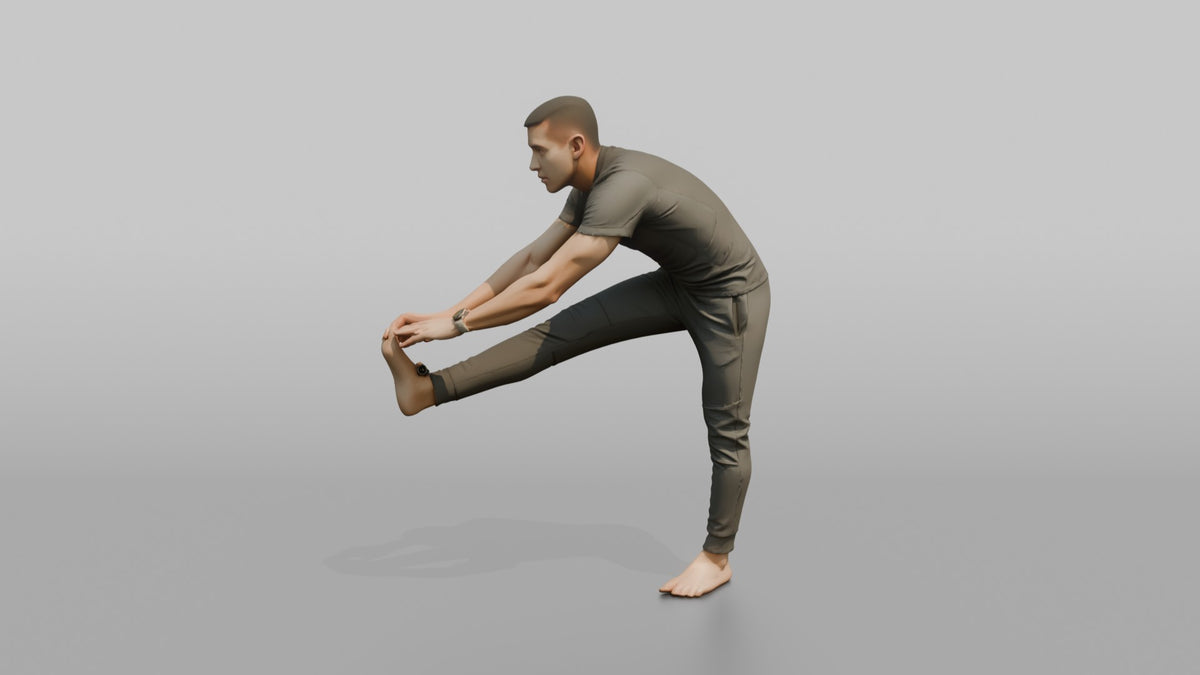 Fitness Influencer Man Holding A Standing Hamstring Stretch - 3D character model, view 4
