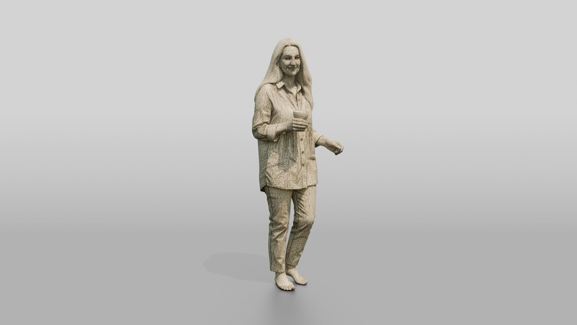 Woman Holding a Bottle in Olive