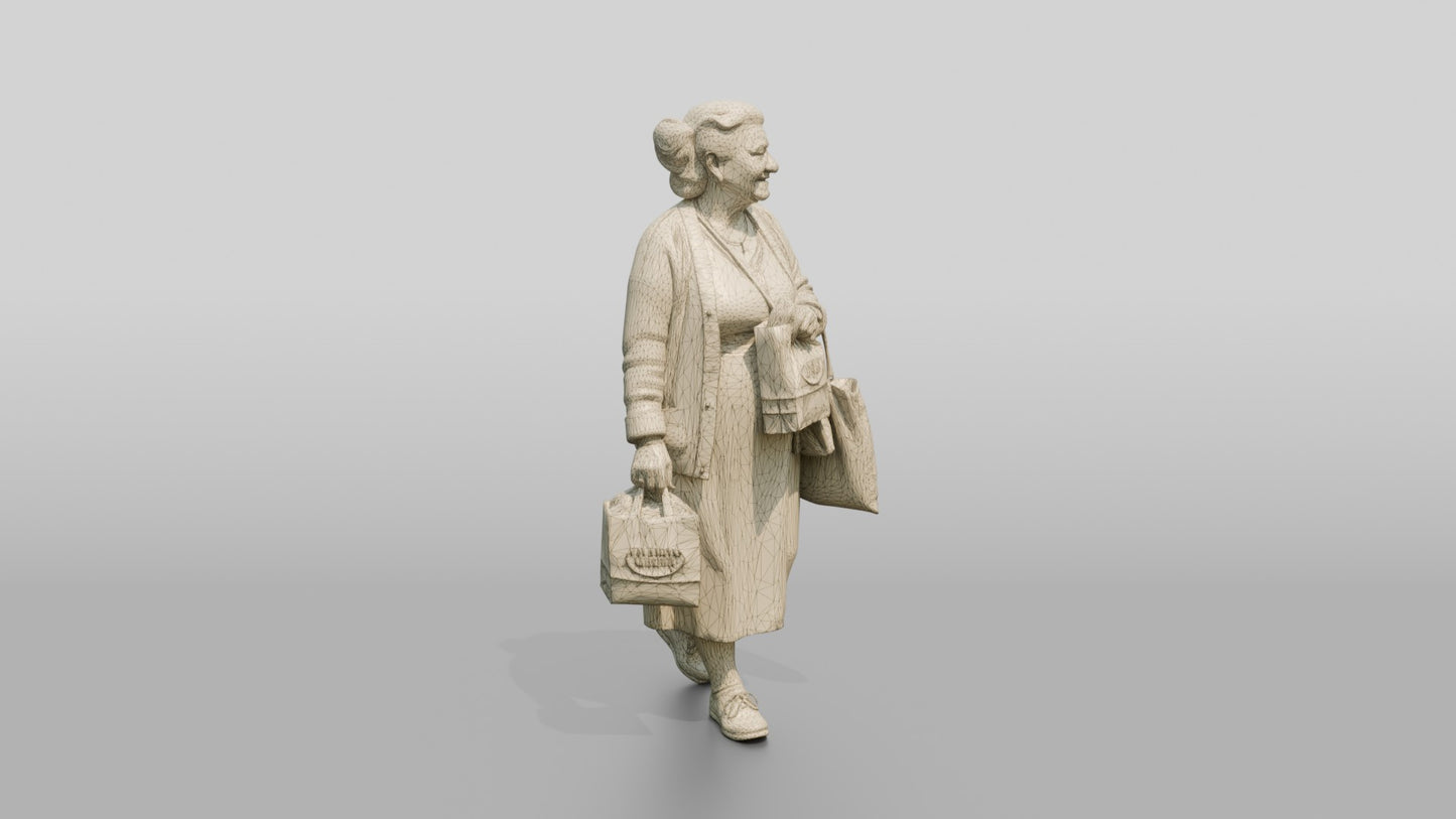 Elderly Curvy Greek Woman Holding Fresh Pastries