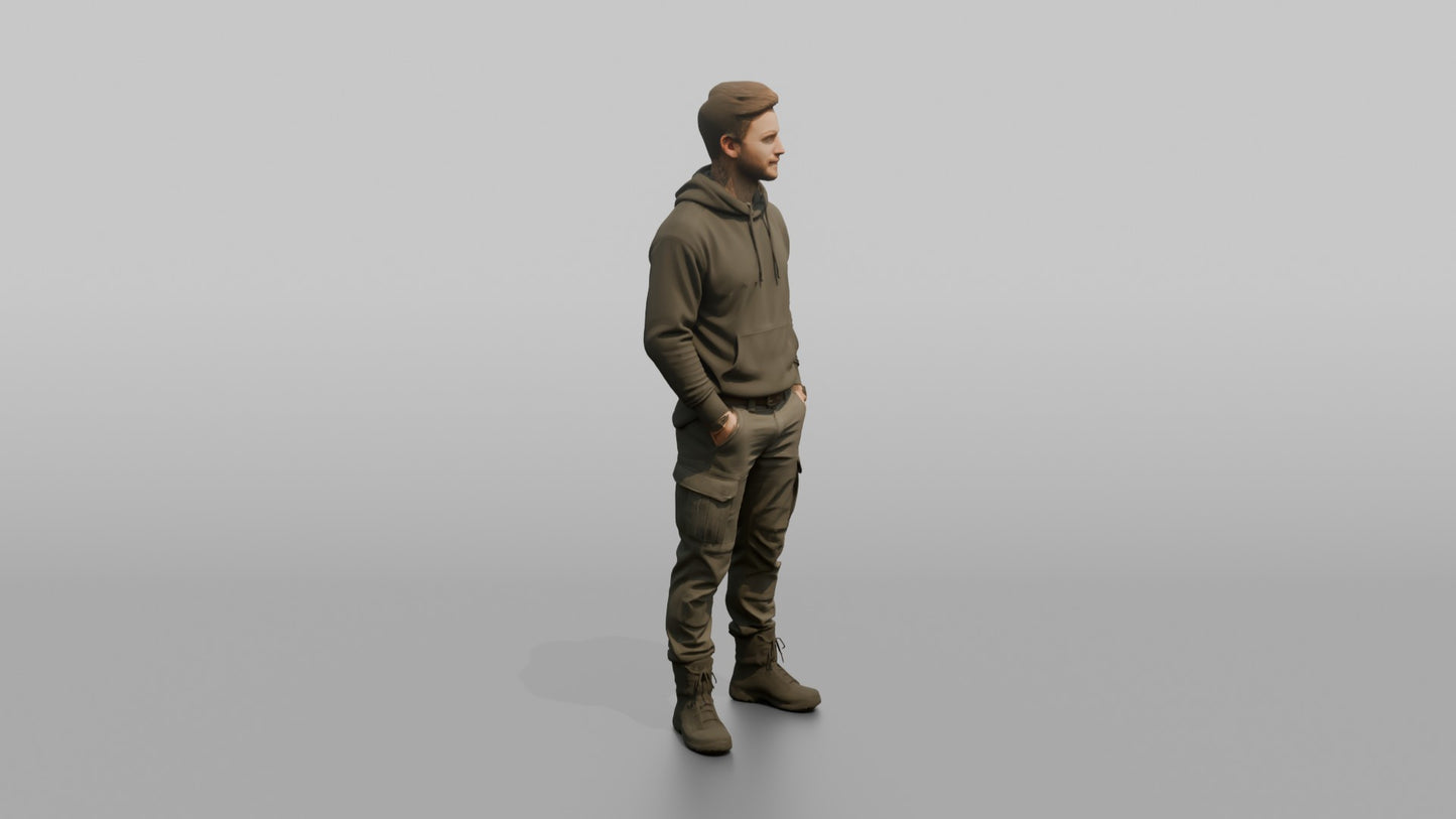 Protester Man Standing with Hands in His Pockets