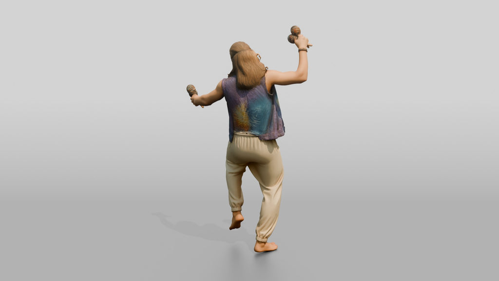 Shirtless Hippie Dancing with Maracas