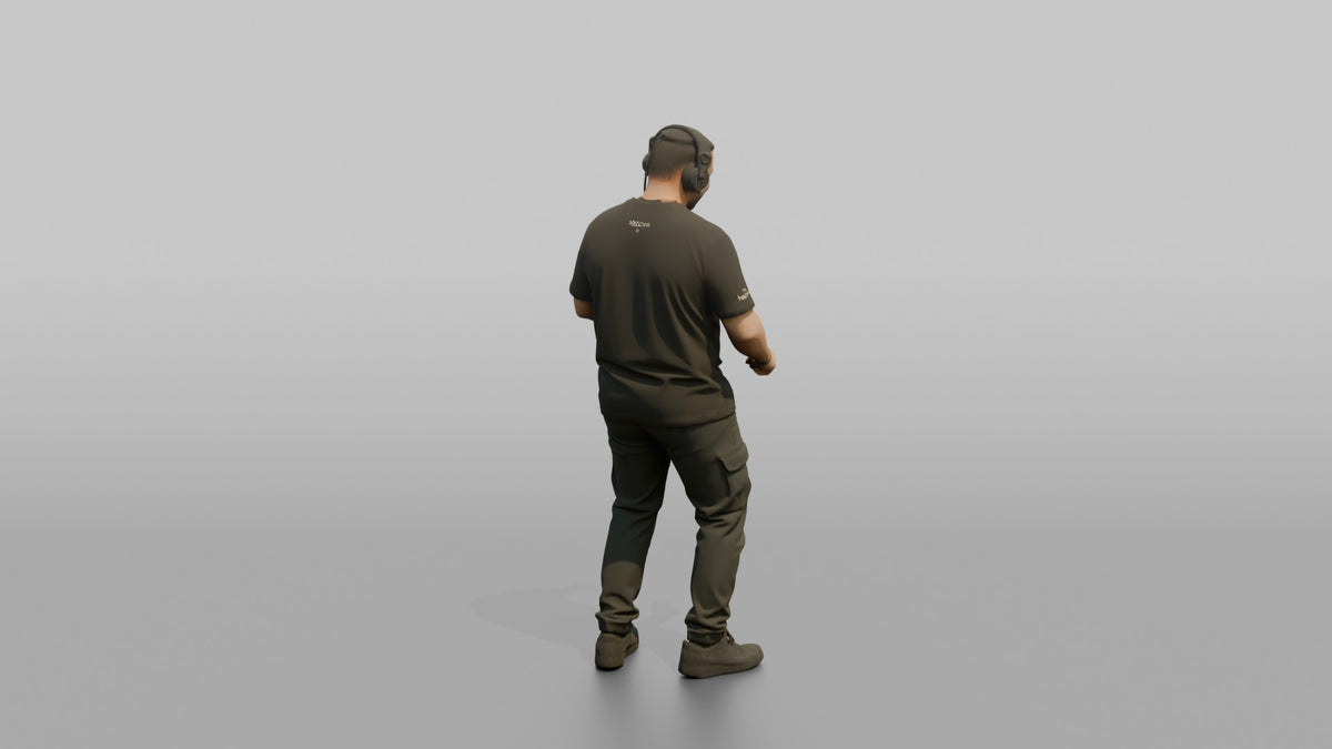 Club DJ Man Nodding To The Beat, Headphones On - 3D character model, view 3