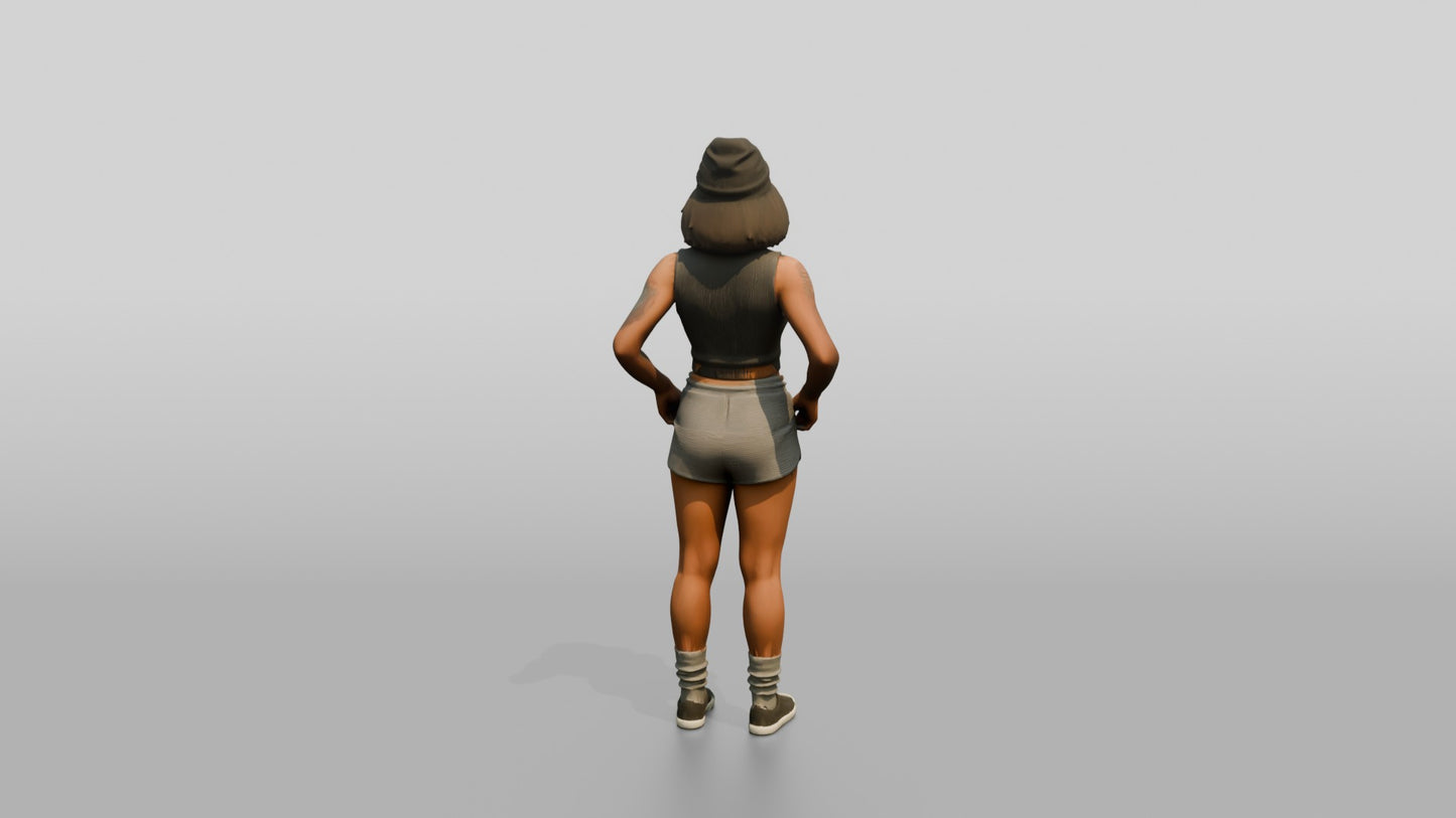 Woman in Beanie Standing with Hands on Hips