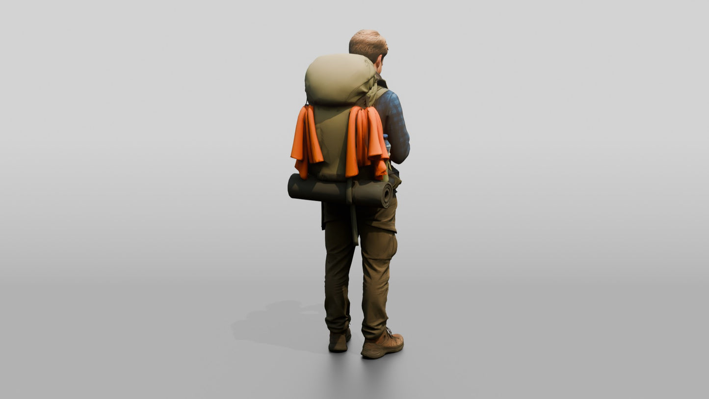 Weary Backpacker Checking Phone Map