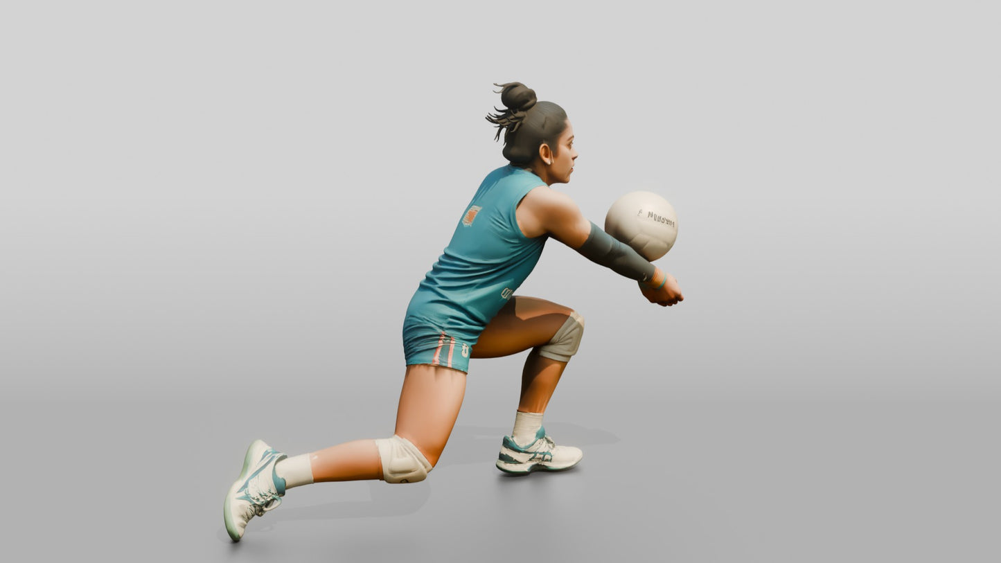 South Asian Female Volleyball Player in Teal Uniform