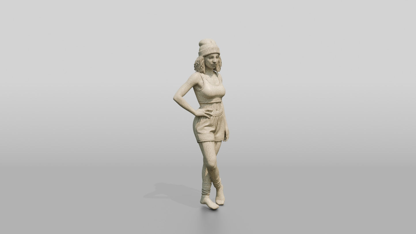 Woman in Beanie Posing with Hands on Hips