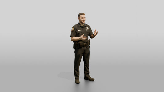 Male Police Officer in Conversation - 3D character model, view 1