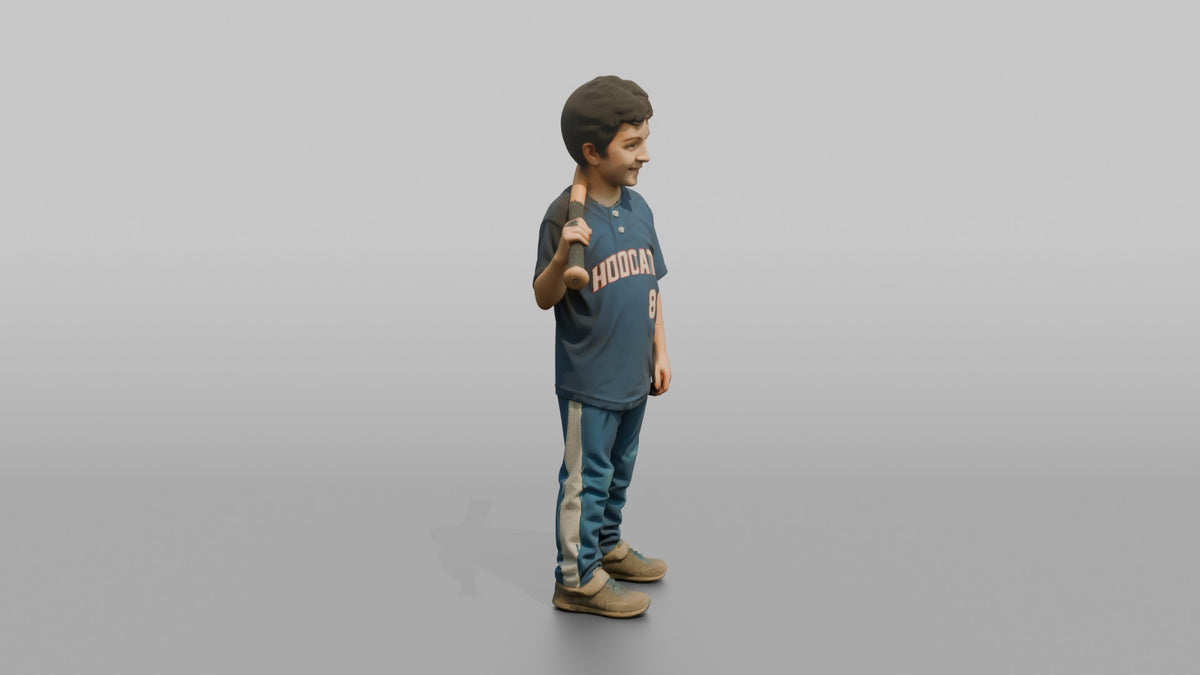 Son Holding A Baseball Bat Resting On His Shoulder - 3D character model, view 2