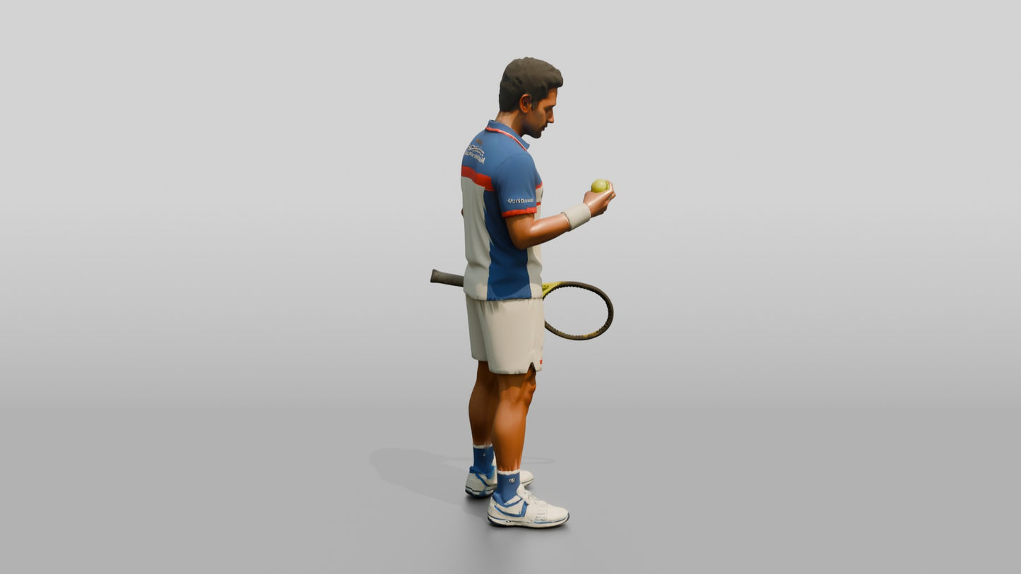 Male Tennis Player Inspecting the Ball Before Serving
