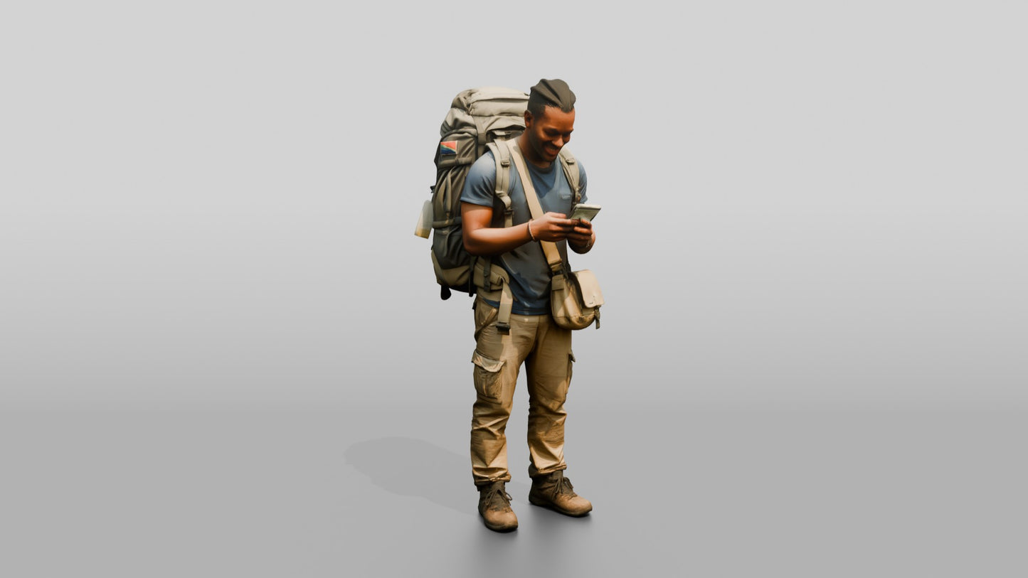 Weary Backpacker at Train Station