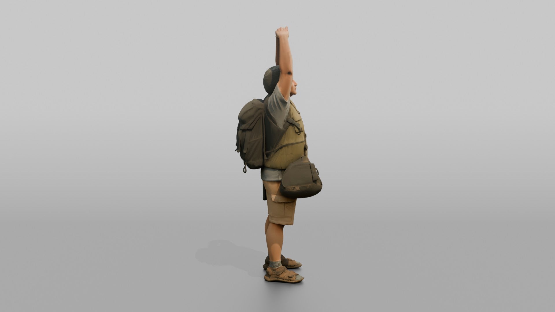 Traveler Stretching After A Long Flight