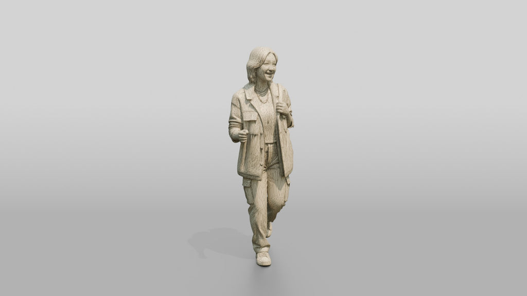 Asian Woman Jogging with Backpack