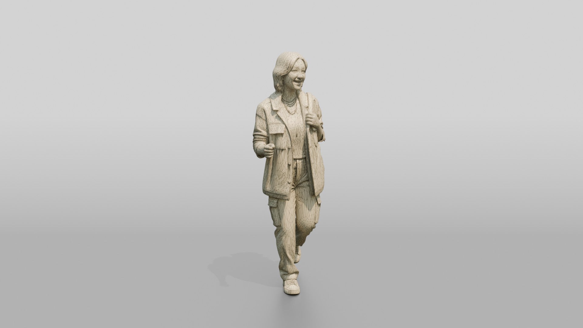 Asian Woman Jogging with Backpack