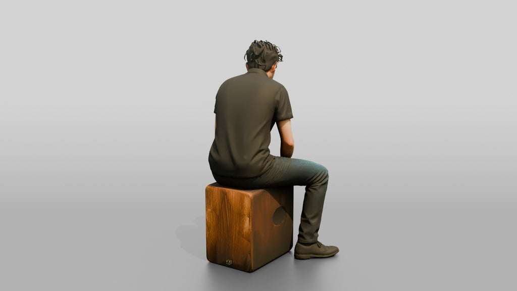 Cajon Player Sitting Atop Box Drum