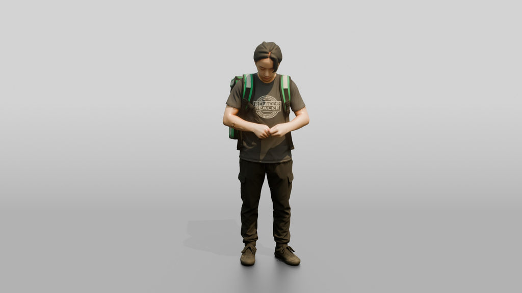 Food Delivery Man with Backpack