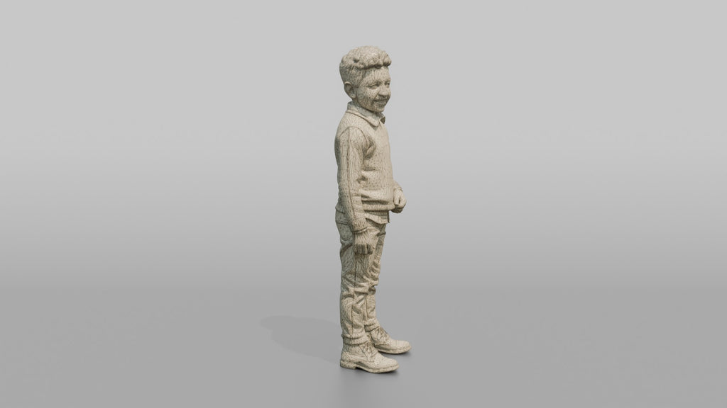 Middle Eastern Boy in Patterned Sweater and Boots