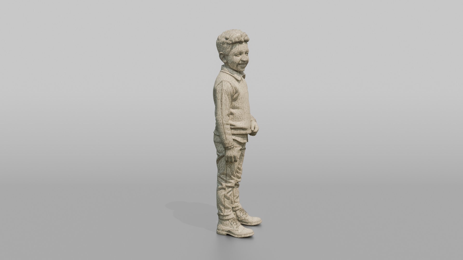 Middle Eastern Boy in Patterned Sweater and Boots