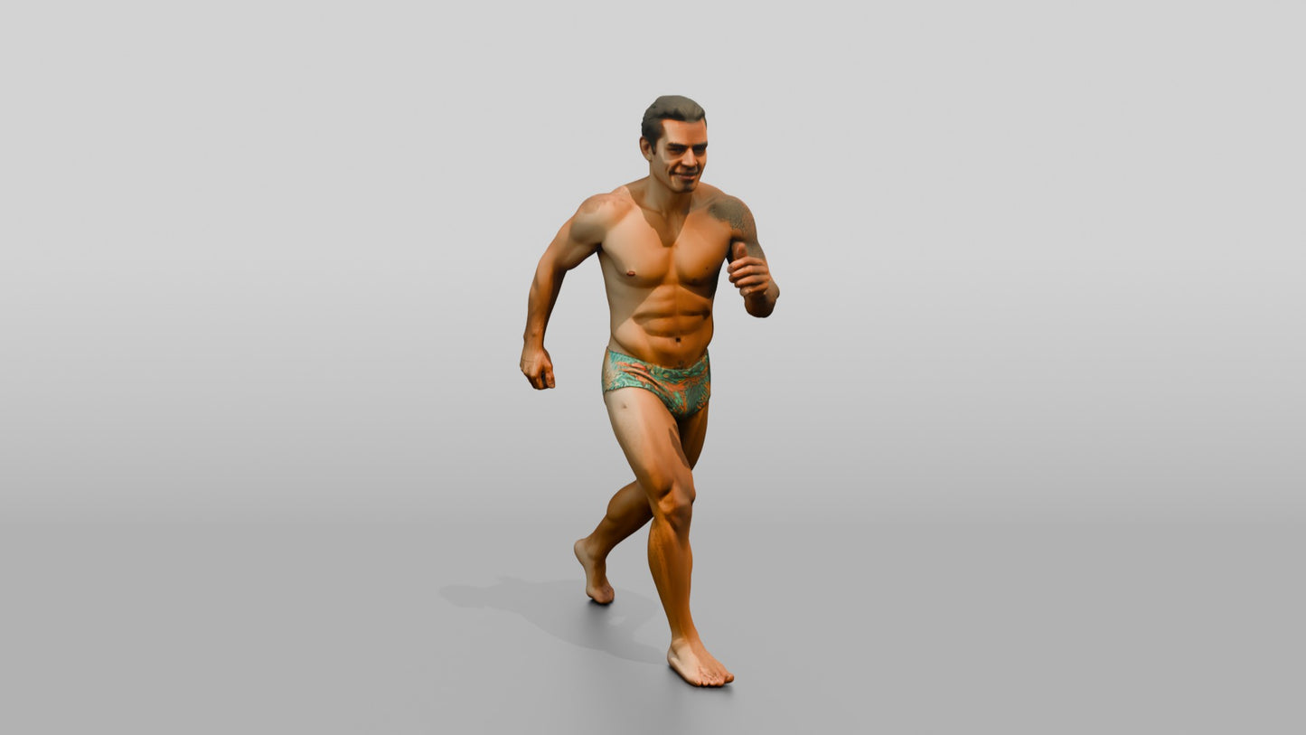 Mestizo Man Striding Forward on the Beach