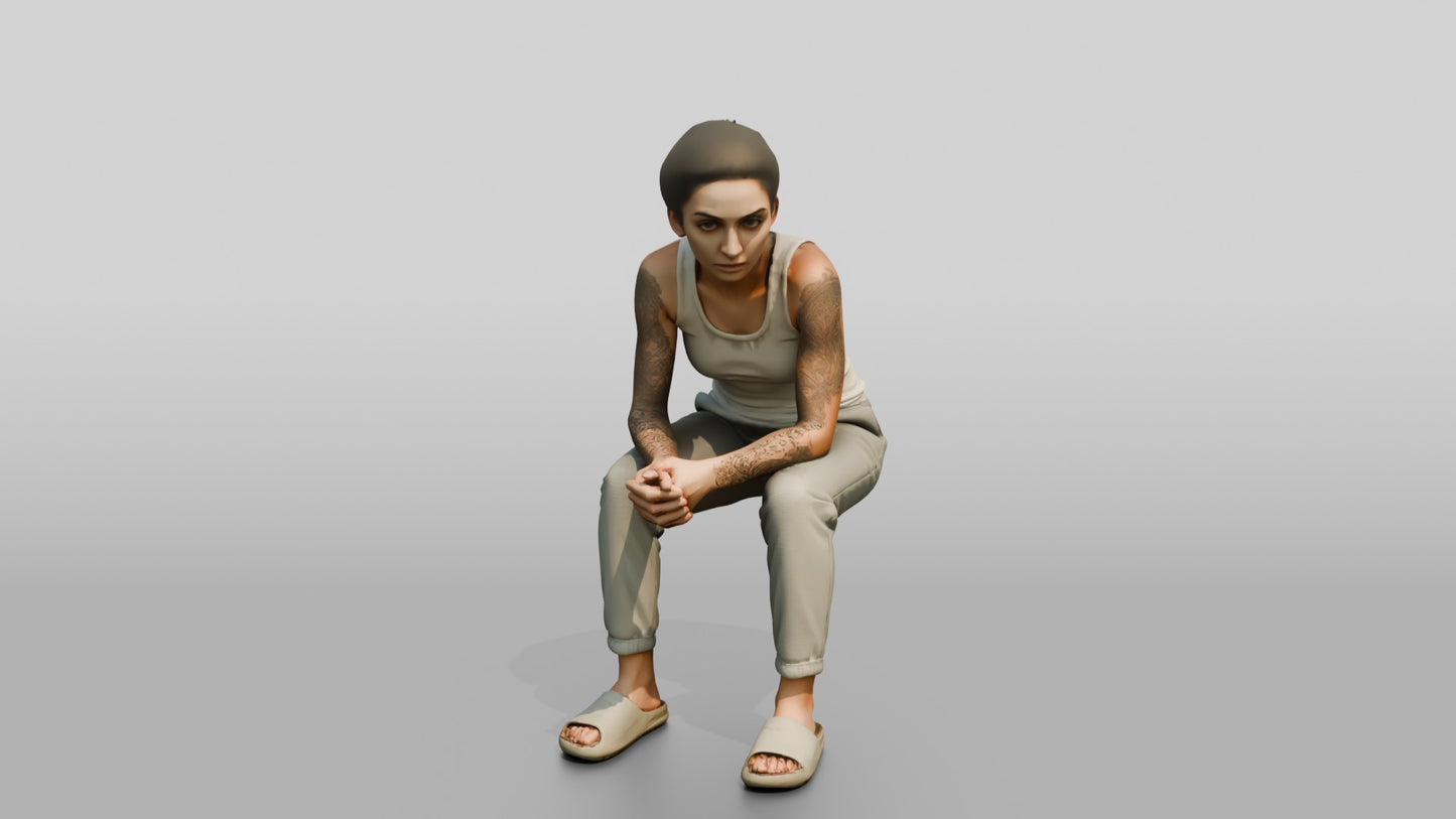 Middle Eastern Female Prisoner in Grey Joggers