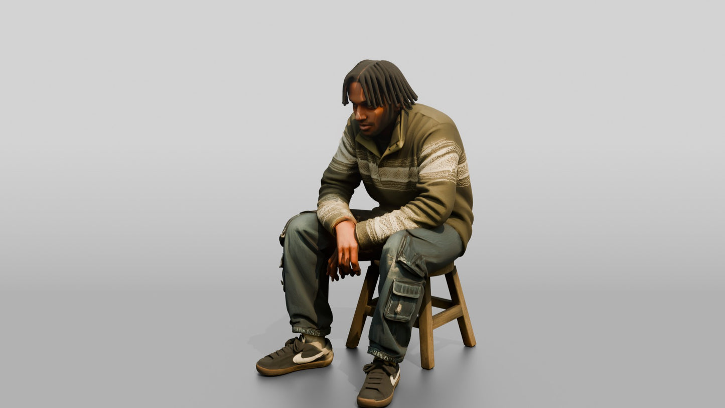 Skater Man Sitting on Stool