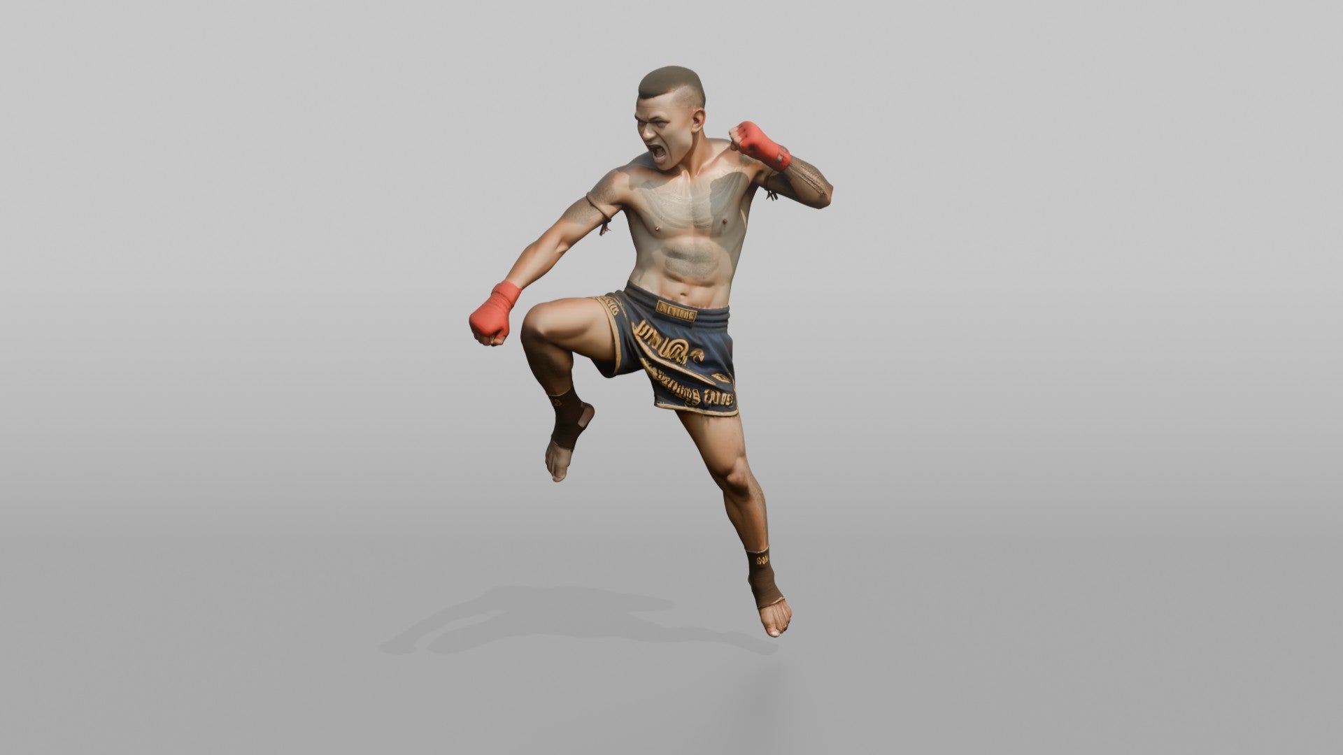 Muay Thai Fighter Flying Knee Strike