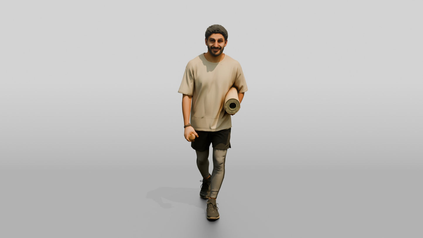 Walking Man with Mat and Bottle