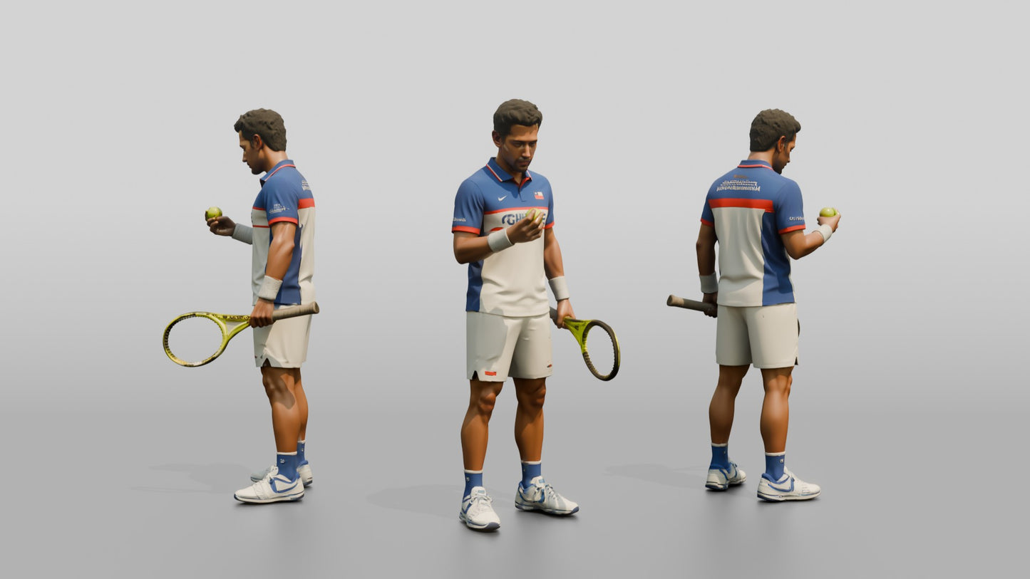 Male Tennis Player Inspecting the Ball Before Serving