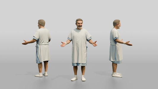 Elderly Man Patient with Arms Open Wide