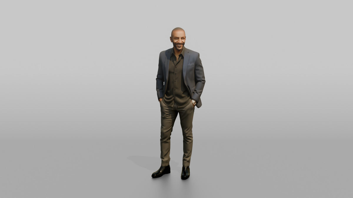 Patron Man Standing With Hands In Pockets, Stylish Nightlife Outfit - 3D character model, view 5
