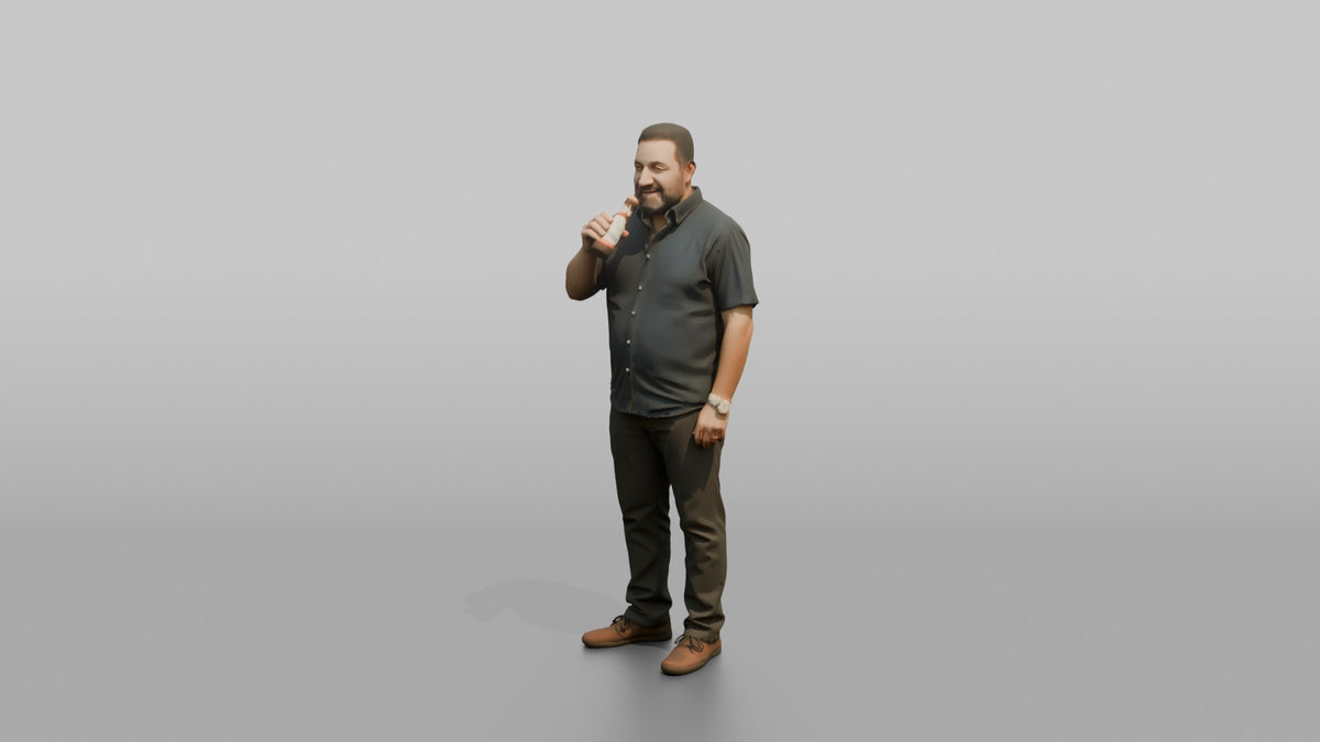 Patron Man Standing With A Beer Bottle In One Hand - 3D character model, view 4