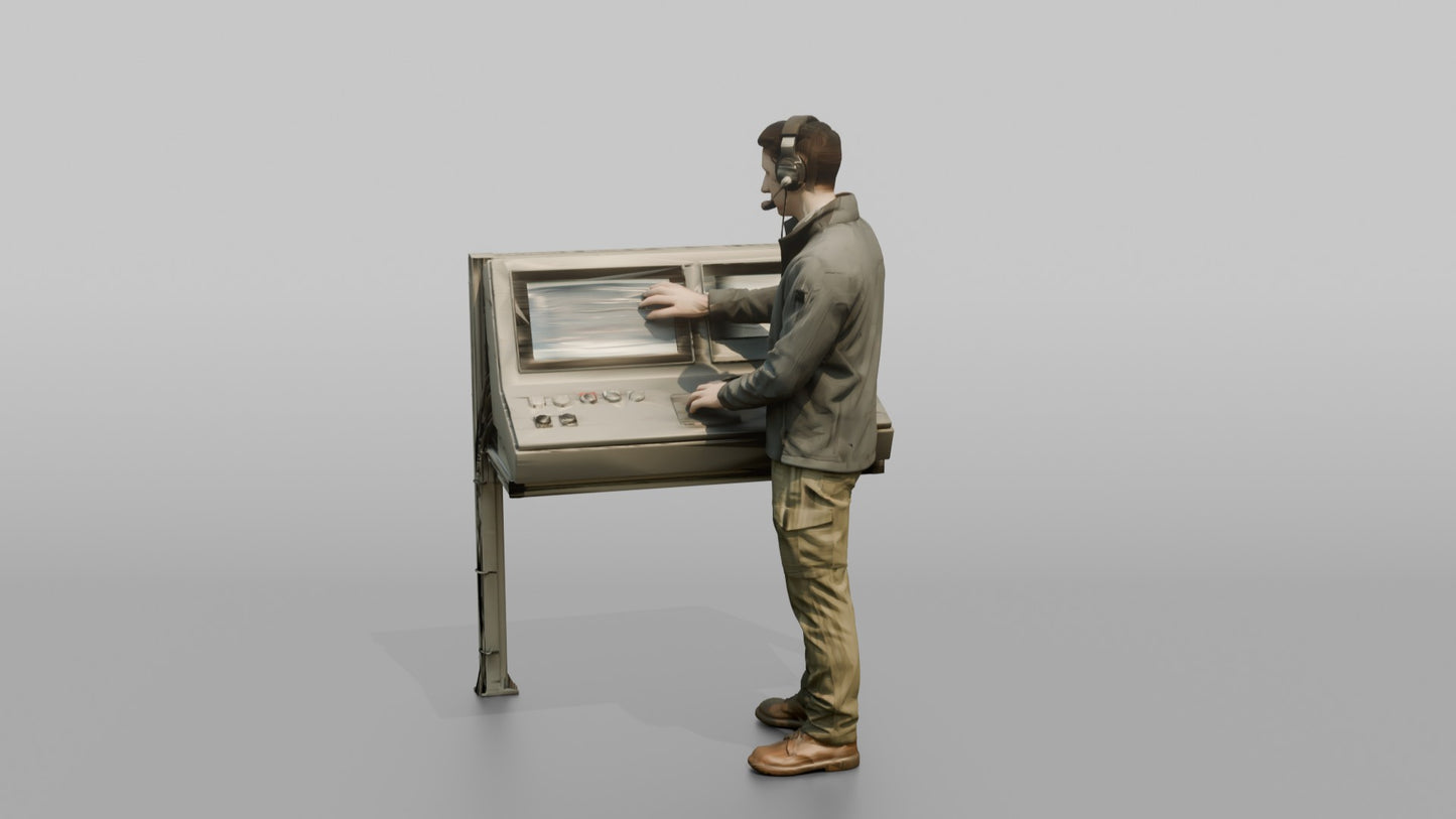 Engineer Monitoring Temperature Sensors on a Control Panel