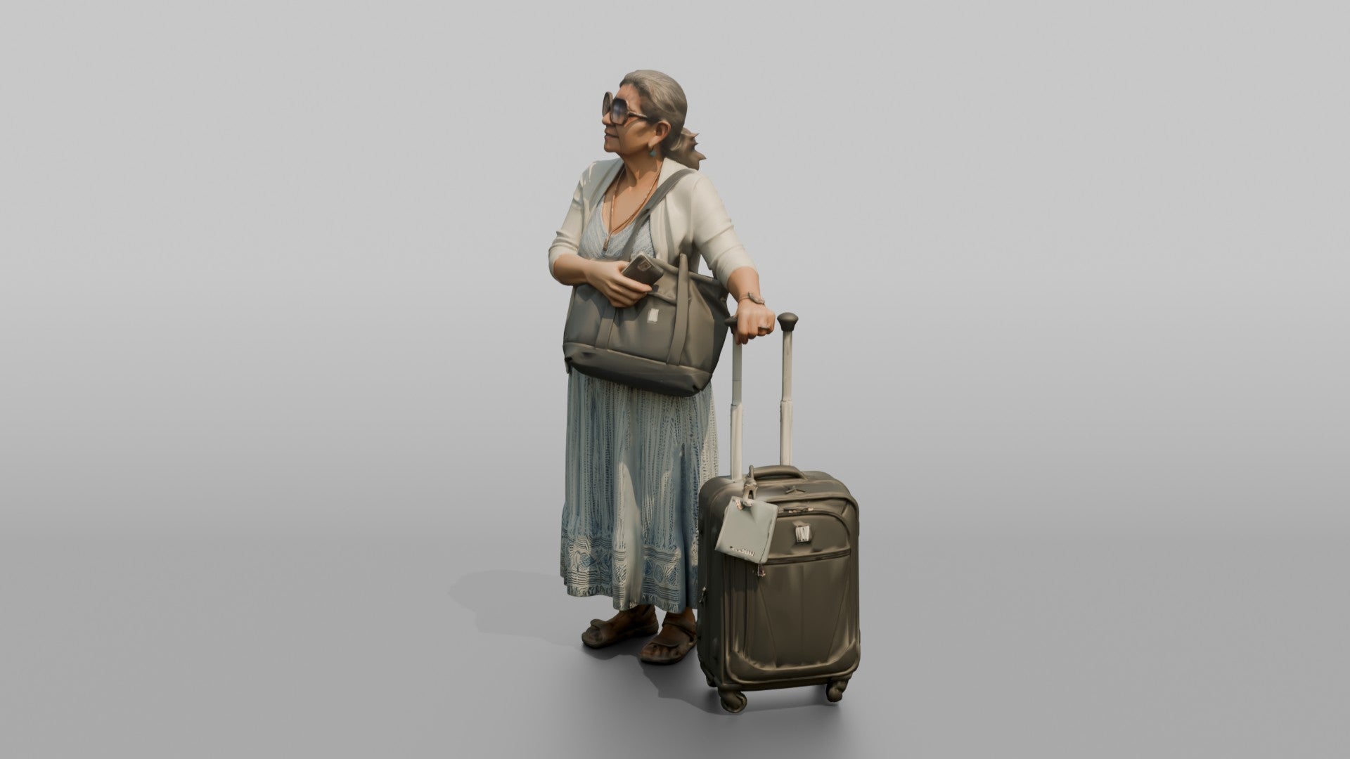 Traveler Hugging Her Carry-On Bag
