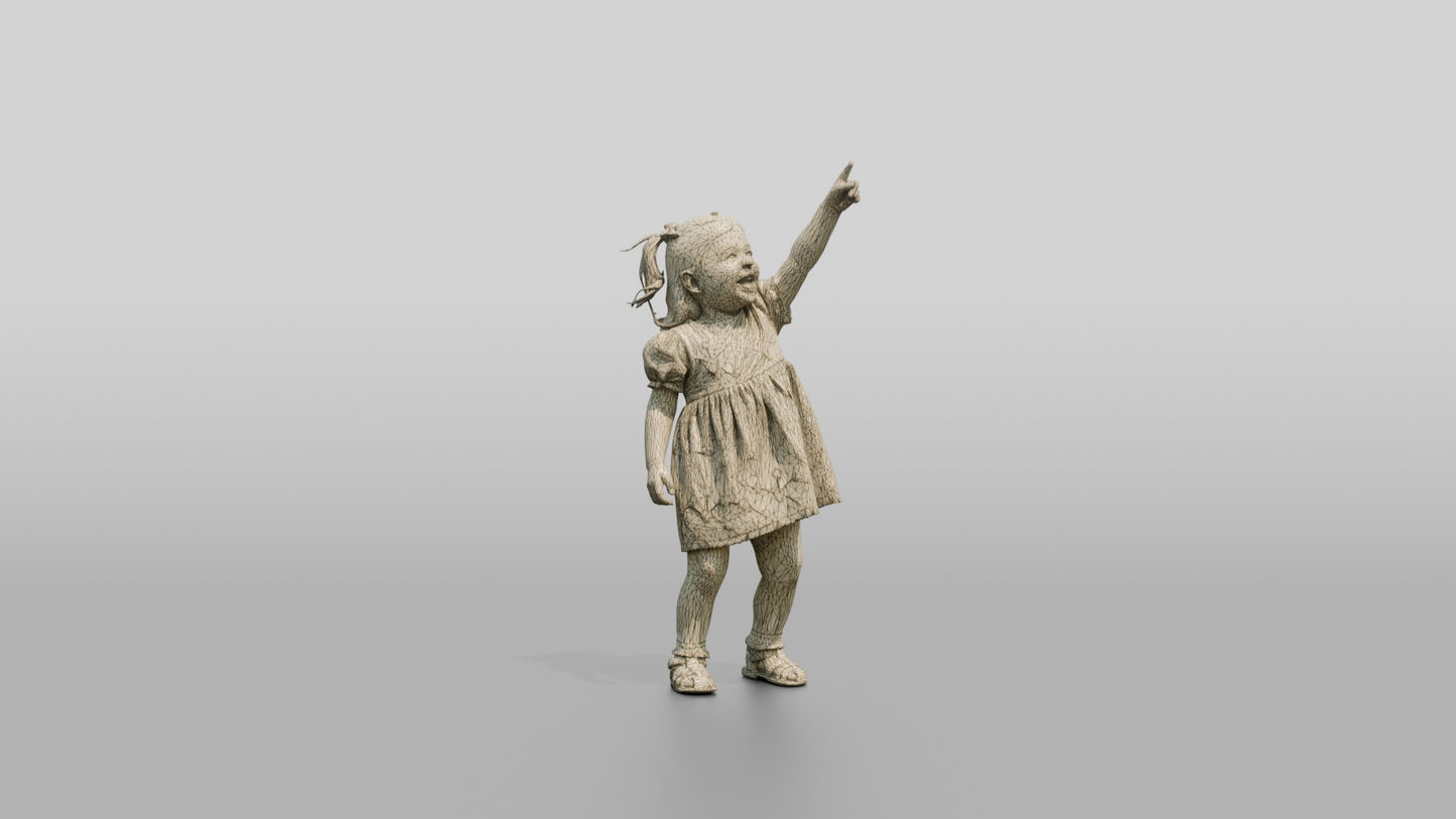 Toddler Maltese Girl Pointing Up in Excitement