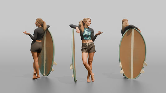 Surfer Leaning on Her Surfboard