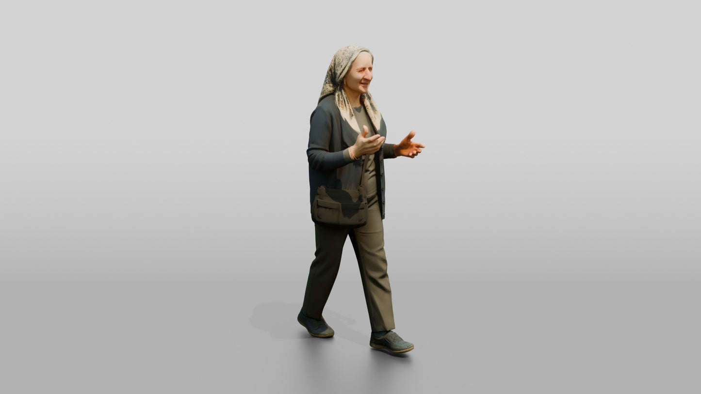 Elderly Woman Walking and Talking