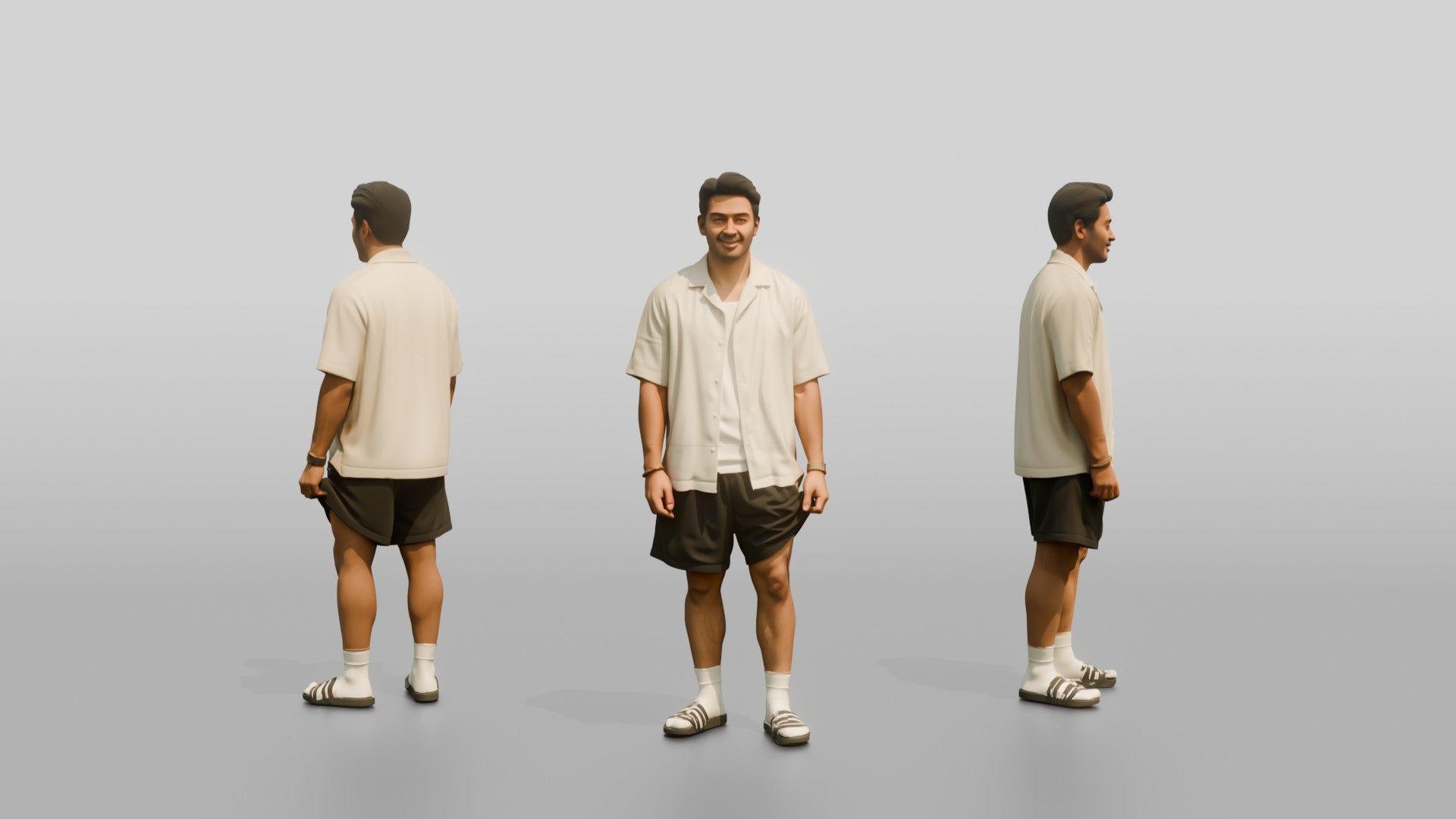 Man Rolling Up His Shorts Hem