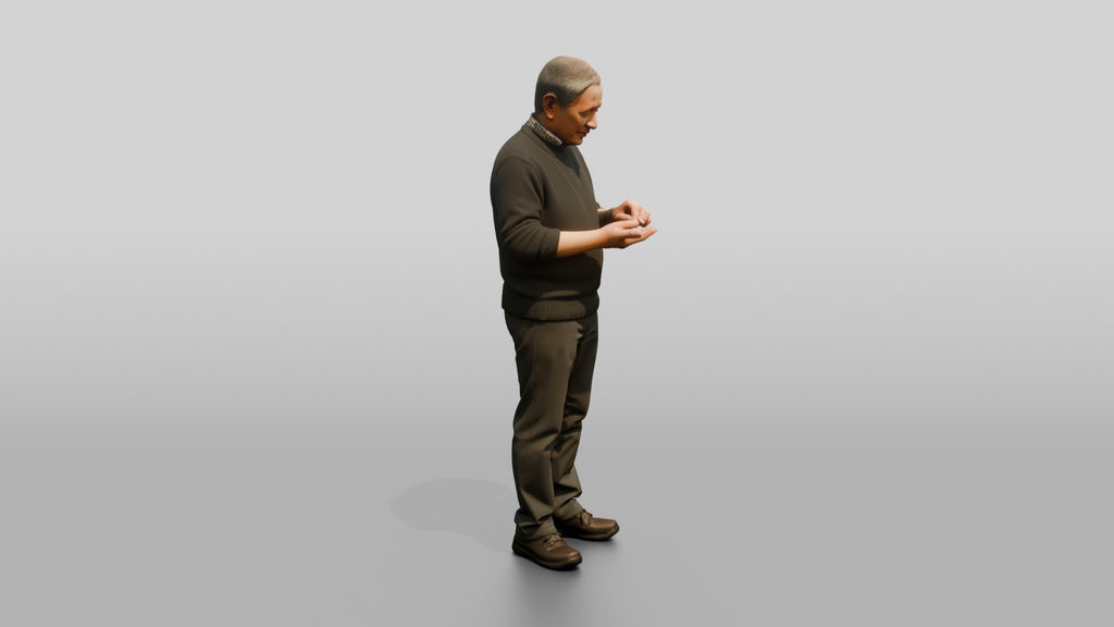 Homeless Man Counting Coins in His Open Palm