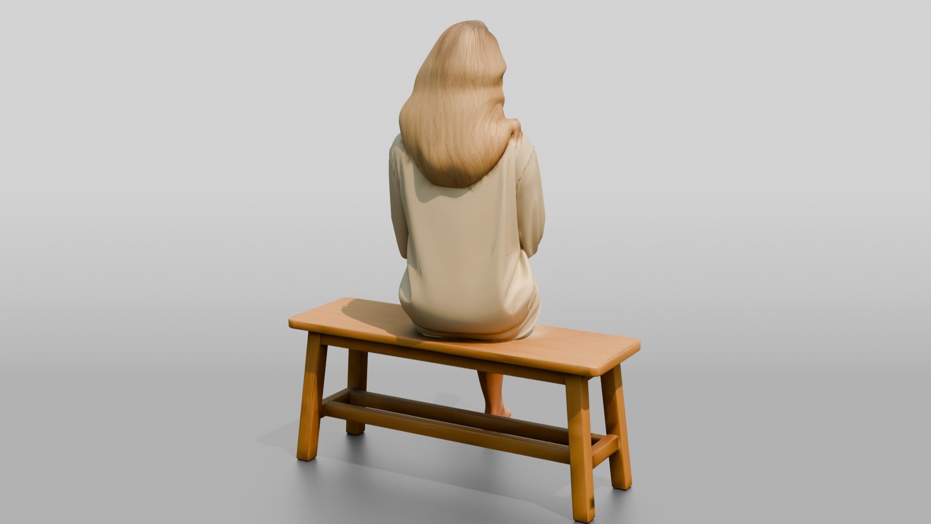 Woman Resting on a Wooden Bench