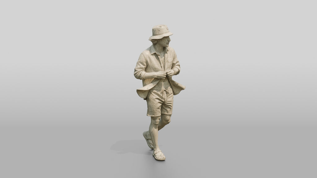 Man Unbuttoning Oversized Linen Shirt