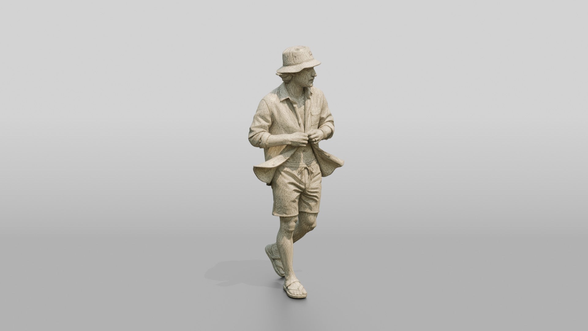 Man Unbuttoning Oversized Linen Shirt