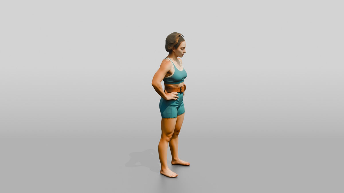 Woman Resting Hands on Hips - 3D character model, view 2