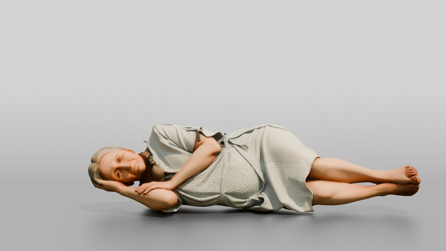 Elderly Woman Patient Resting on the Floor