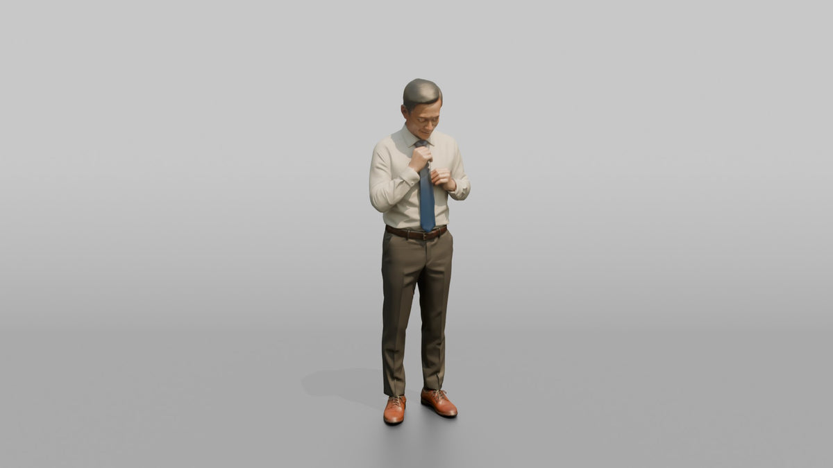 Father Adjusting His Necktie With Both Hands - 3D character model, view 5