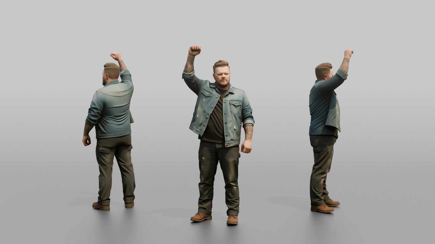 Protester Man Raising a Fist in the Air